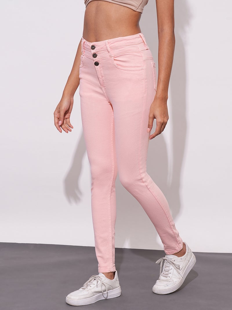 globus Globus Women Skinny Fit Clean Look High-Rise Pure Cotton Jeans  - Image 3