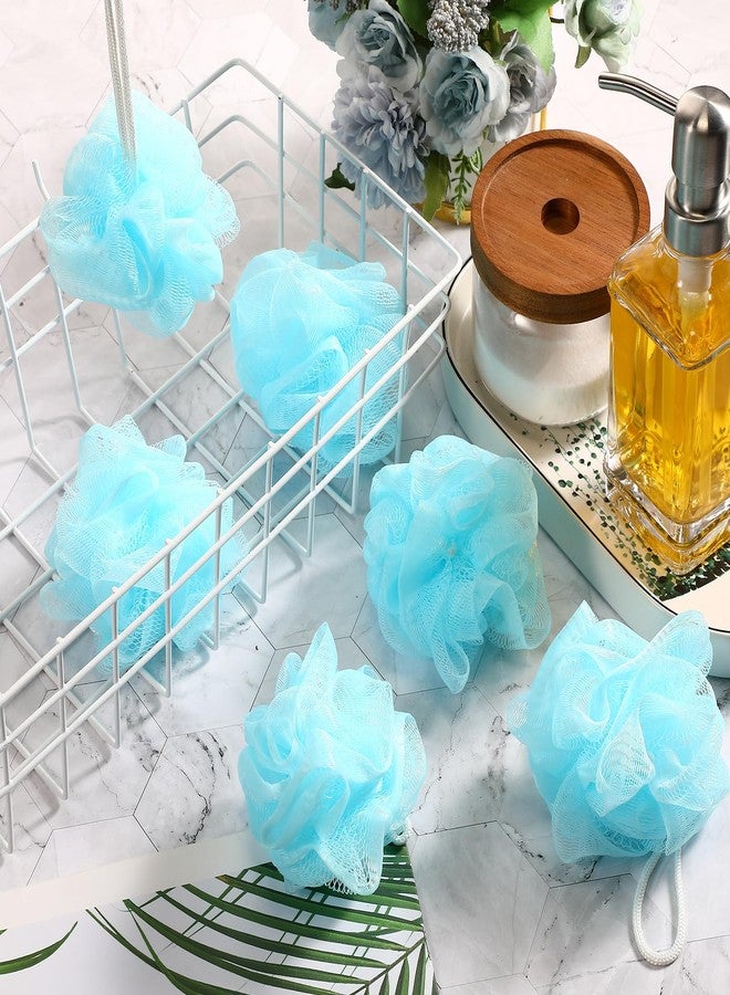 Suttmin 50 Pcs Loofah Sponge Bulk Mini Shower Sponge 3 Inch Loofahs Shower Pouf Mesh Shower Ball for Women Kids Men Exfoliating Bath Scrubber Travel Size Shower Gift(Blue) - Image 3
