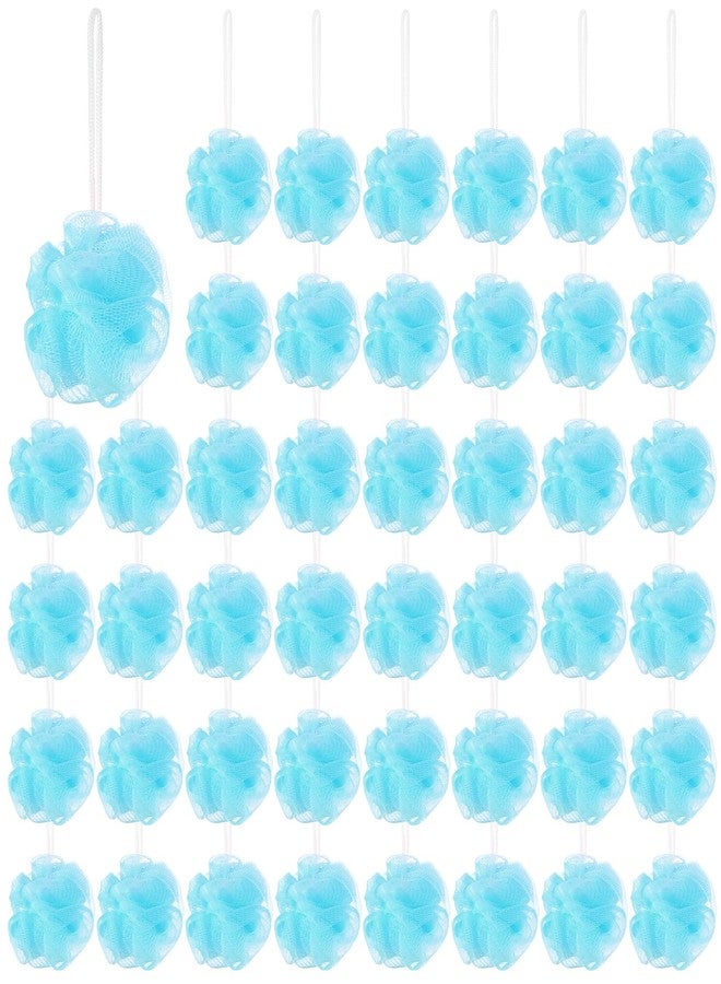 Suttmin 50 Pcs Loofah Sponge Bulk Mini Shower Sponge 3 Inch Loofahs Shower Pouf Mesh Shower Ball for Women Kids Men Exfoliating Bath Scrubber Travel Size Shower Gift(Blue) - Image 1