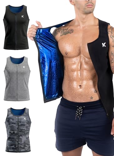 Kewlioo Mens Heat Trapping Zipper Sweat Enhancing Vest Zip Up Compression Vest Shirt Shapewear Top Gym Exercise Versatile Heat Shaper Jacket Multicolor LargeXLarge - Image 1