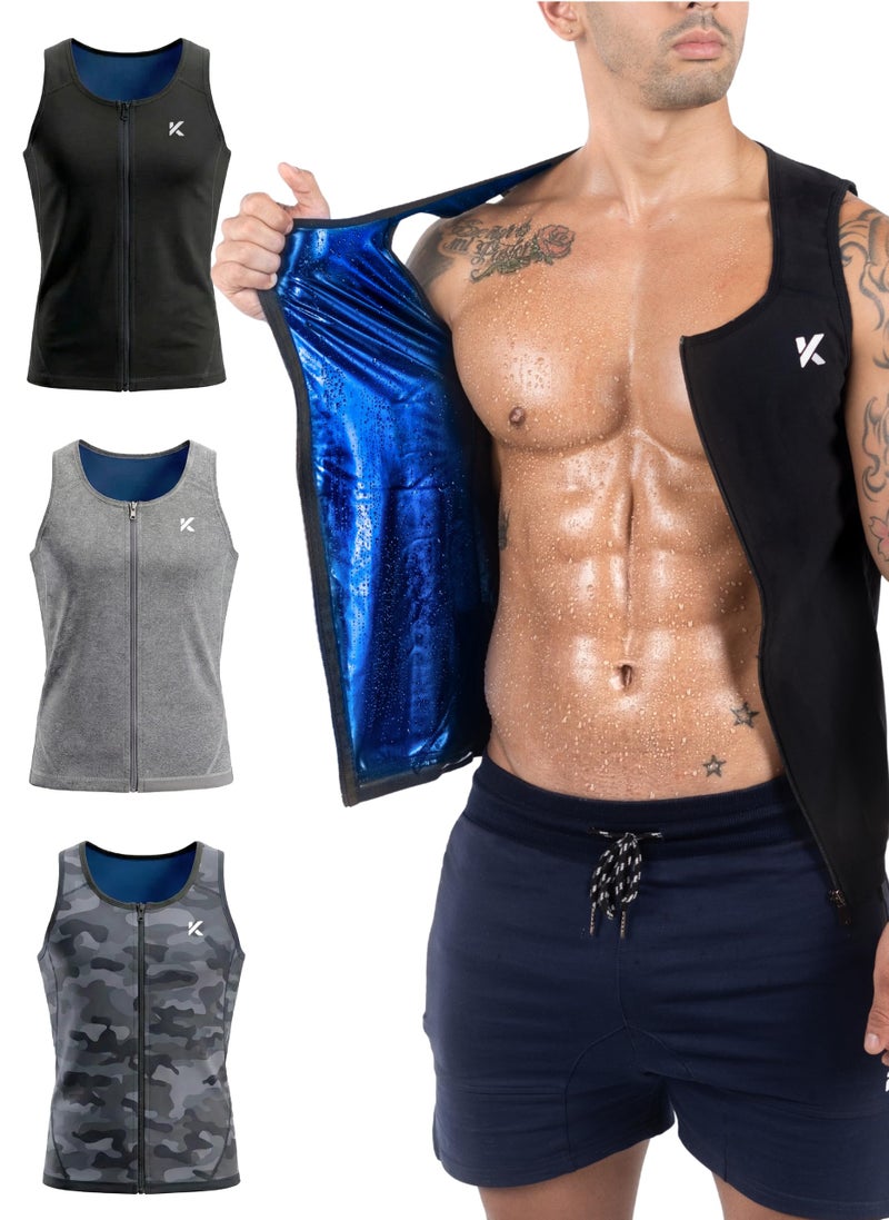 Kewlioo Mens Heat Trapping Zipper Sweat Enhancing Vest Zip Up Compression Vest Shirt Shapewear Top Gym Exercise Versatile Heat Shaper Jacket Multicolor LargeXLarge - Image 2