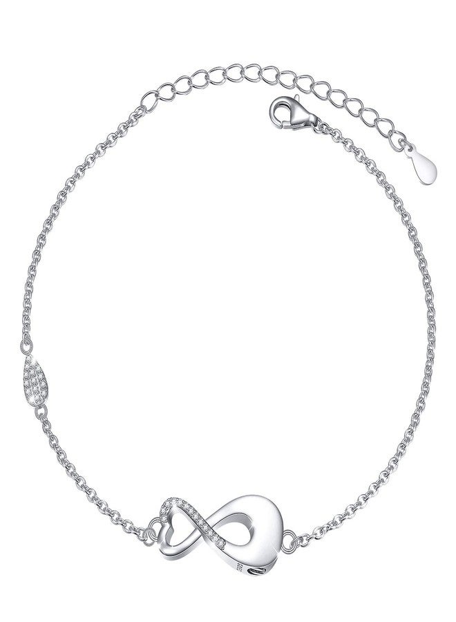 Ladytree S925 Sterling Silver Urn for Ashes Cremation Infinity Forever In My Heart Memorial Bracelet for Women - Image 1