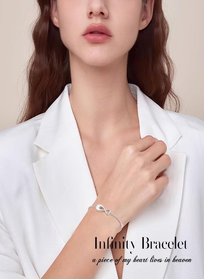 Ladytree S925 Sterling Silver Urn for Ashes Cremation Infinity Forever In My Heart Memorial Bracelet for Women - Image 2