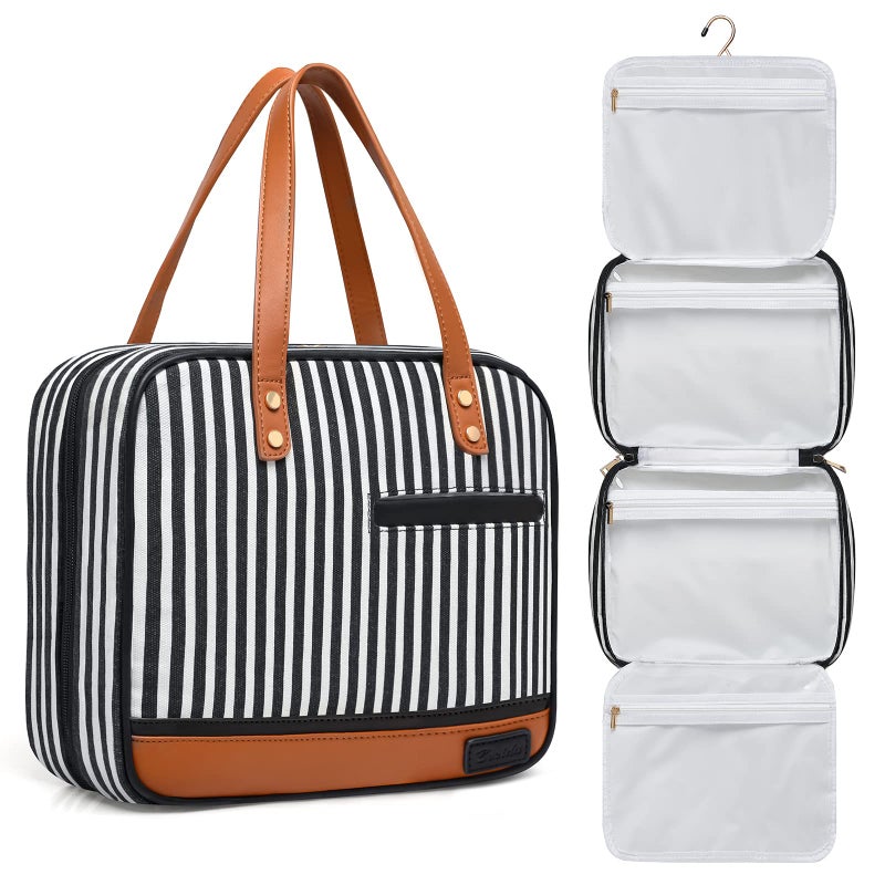 Toiletry Bag for Women Waterresistant Travel Makeup Organizer with Hanging Hook 5 Compartments Large Cosmetic Case for Accessories Shampoo and Full Sized Container Shower Bag Christmas Gift