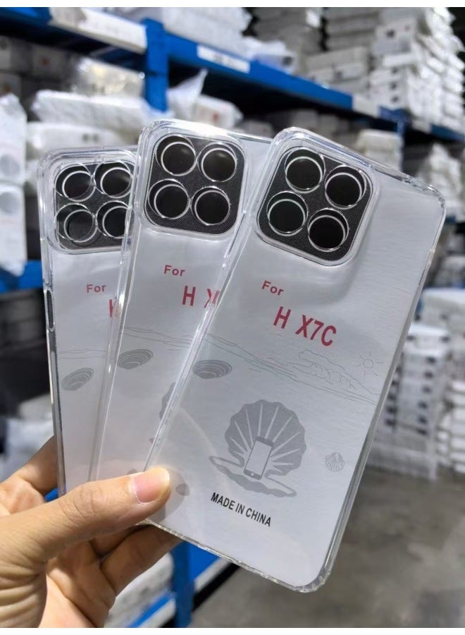 Three-proof Transparent TPU Mobile Phone Case Is Suitable For Huawei Dust Plug Sliding Protective Cover  Honor X7C 