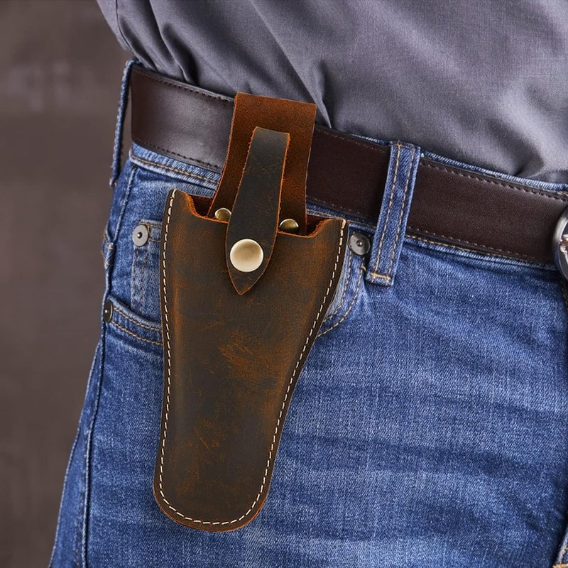 Hersent Plier Holder for Belt, Durable Leather Sheath Pouch Holder Gardening Tools Holster Belt Case for Garden Pruning Pliers Shears Scissors or Knife,Tools Gifts for Men Dad Husband Boyfriend - Image 4