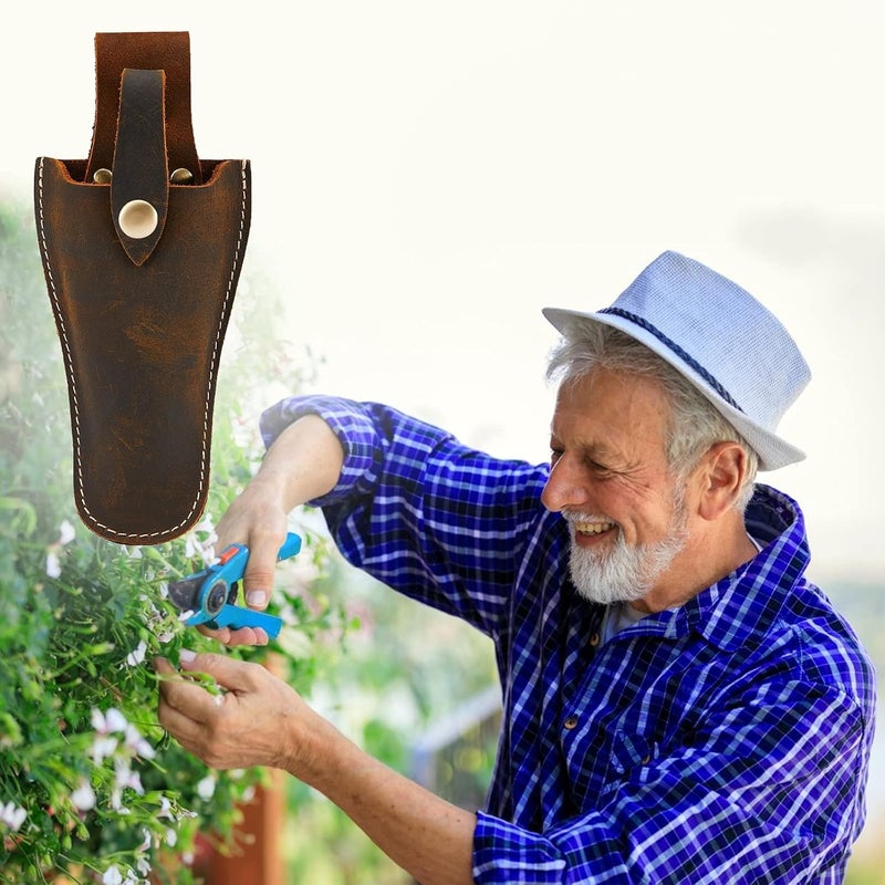 Hersent Plier Holder for Belt, Durable Leather Sheath Pouch Holder Gardening Tools Holster Belt Case for Garden Pruning Pliers Shears Scissors or Knife,Tools Gifts for Men Dad Husband Boyfriend - Image 5