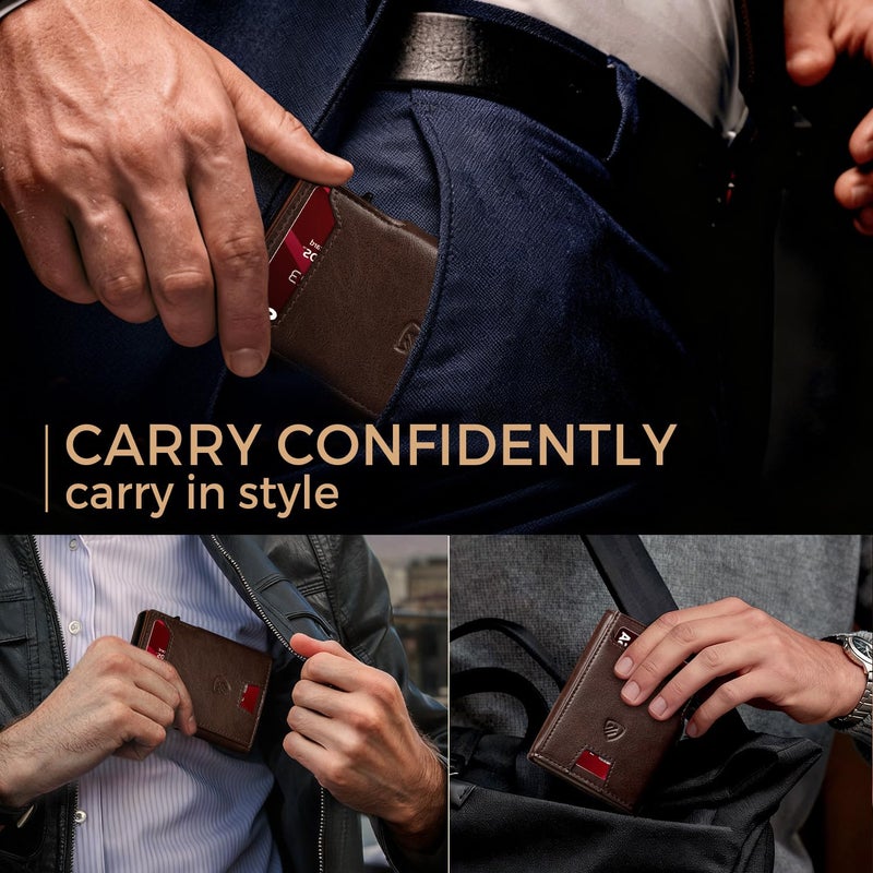 RUNBOX Wallet for Men 9-13 Cards RFID Blocking Aluminum Pop Up Card Holder with ID Window & Stretchable Cash Slot - Minimalist Smart Mens Wallet, Gifts for Men - Image 5