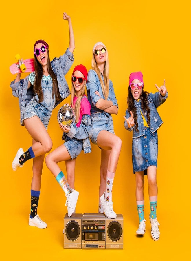 Vicenpal 4 Pairs Happy Birthday Socks for Family Friends Stocking for Birthday Party Favors Socks Gifts with Cake and Balloon Patterns for Man and Women - Image 3