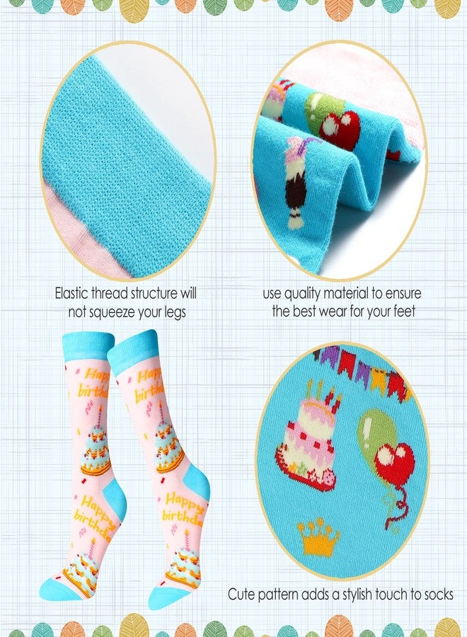 Vicenpal 4 Pairs Happy Birthday Socks for Family Friends Stocking for Birthday Party Favors Socks Gifts with Cake and Balloon Patterns for Man and Women - Image 5