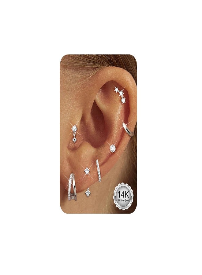 ADRAMATA Hypoallergenic Gold Earrings Stack for Women - 7Pairs Surgical Steel Small Chunky Huggie Hoops & Flat Back Stud Earrings Set Silver Cartilage Jewelry Trendy Christmas Gifts, stainless steel - Image 1