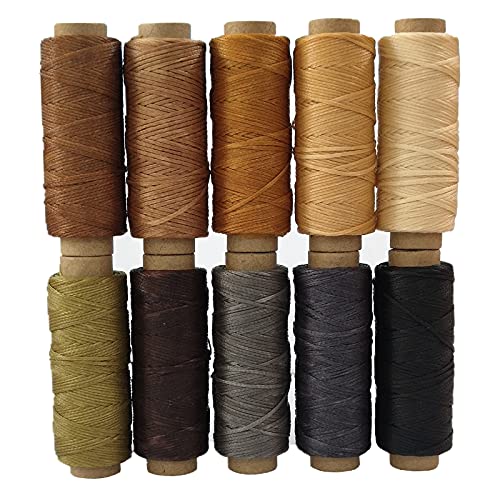 YEQIN 330 Yards 150D Leather Sewing Waxed Thread Cord for Leather Craft DIY Projects  1mm Diameter 10 Colors Thread Cord Each of 33 Yards
