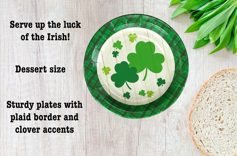 Iconikal 36-Count Disposable St. Patrick's Day Paper Dessert Party Plate  Everyone's Irish Shamrock - Image 3