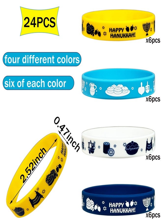 FSHANEE 24Pcs Happy Hanukkah Rubber Bracelets Jewish Holiday Chanukkah Party Supplies Silicone Wristbands Happy Hanukkah and Chanukkah Party Favors Hanukkah Party Gift Bag Goodie Bag Fillers Stuffers - Image 2