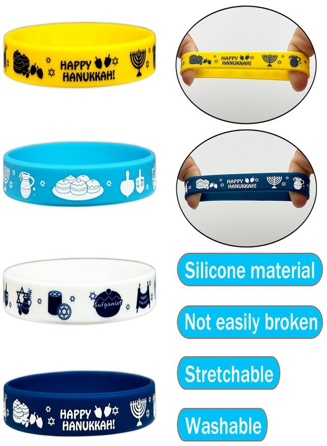 FSHANEE 24Pcs Happy Hanukkah Rubber Bracelets Jewish Holiday Chanukkah Party Supplies Silicone Wristbands Happy Hanukkah and Chanukkah Party Favors Hanukkah Party Gift Bag Goodie Bag Fillers Stuffers - Image 3
