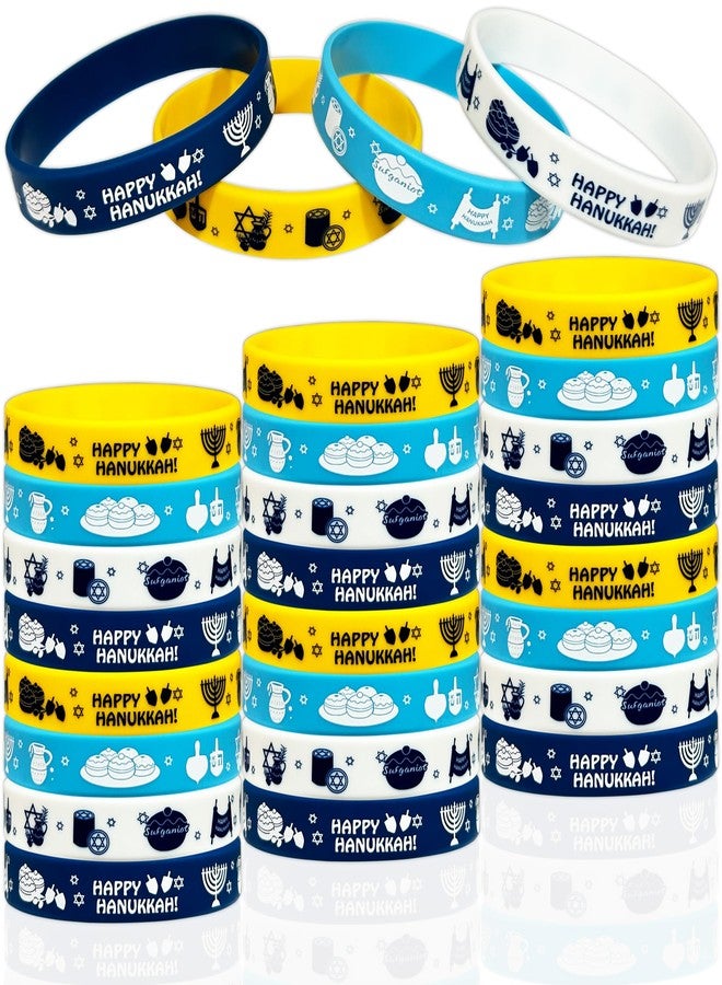 FSHANEE 24Pcs Happy Hanukkah Rubber Bracelets Jewish Holiday Chanukkah Party Supplies Silicone Wristbands Happy Hanukkah and Chanukkah Party Favors Hanukkah Party Gift Bag Goodie Bag Fillers Stuffers - Image 1