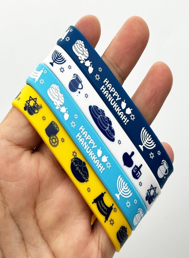 FSHANEE 24Pcs Happy Hanukkah Rubber Bracelets Jewish Holiday Chanukkah Party Supplies Silicone Wristbands Happy Hanukkah and Chanukkah Party Favors Hanukkah Party Gift Bag Goodie Bag Fillers Stuffers - Image 4