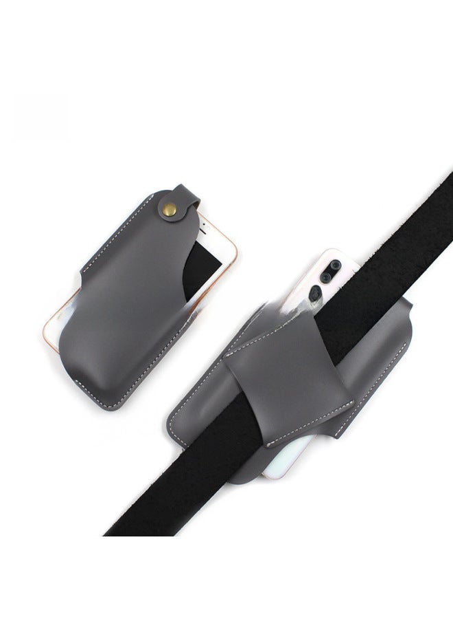Men's Outdoor Waist Hanging Phone Bag PU Leather Anti-Lost Phone Waist Bag Tactical Tools Leather Case Spot-Color:Dark Brown-Dimensions:Small Size 15*8.5cm - Image 5