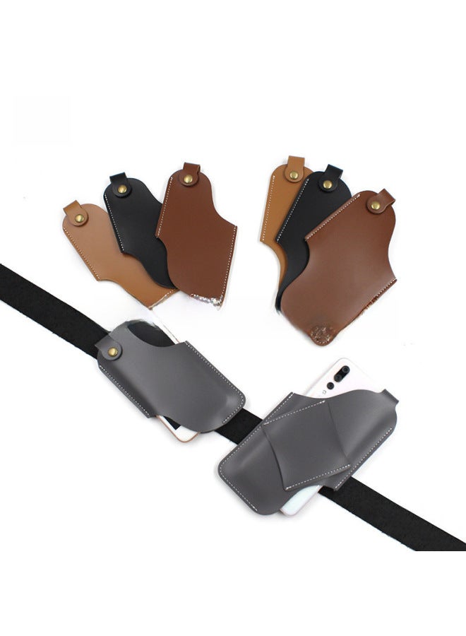 Men's Outdoor Waist Hanging Phone Bag PU Leather Anti-Lost Phone Waist Bag Tactical Tools Leather Case Spot-Color:Dark Brown-Dimensions:Small Size 15*8.5cm - Image 4