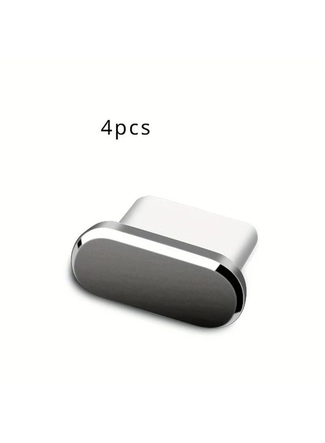 4 Pcs Grey C Type Dust Caps Durable Charger Port Protection Easy To Insert - Image 1