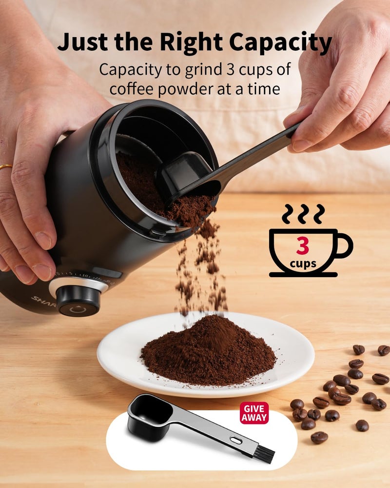 SHARDOR Electric Coffee Grinder, 70g Large Capacity Spice Grinder with Visual Timing Knob for Precise Grind, Quiet Coffee Bean Grinder for Espresso, French Press, Herbs and Grains, Black - Image 5