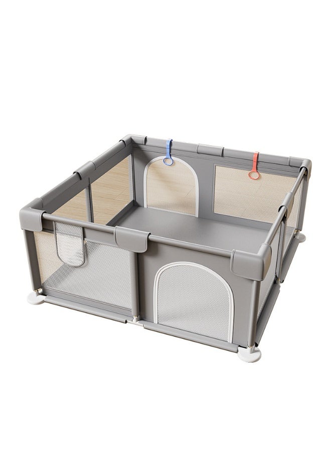 Flushrenic Baby playpen, 8.74 x 78.74 inches (200 x 200 cm) infant safety enclosure, indoor/outdoor reinforced safety play area, featuring two handles, soft breathable mesh panels, anti-fall design, easy assembly, grey. - Image 1