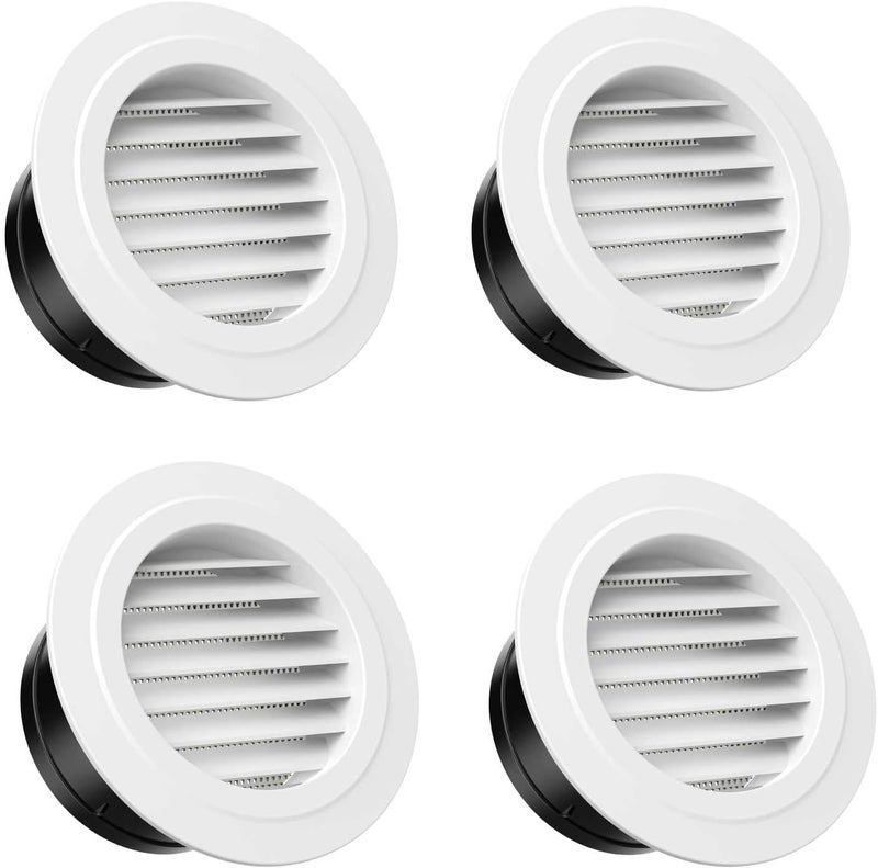 Zikra 4 Pcs Round Air Vents, 6 Inch Soffit Vent Cover, ABS Louver Grille Cover with Built-in Fly Screen Mesh, for Bathroom/Office/Kitchen Ventilation - Image 1
