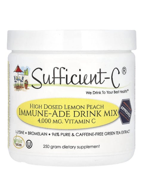 Sufficient C, High Dosed Immune-Ade Drink Mix, Lemon Peach, 250 g