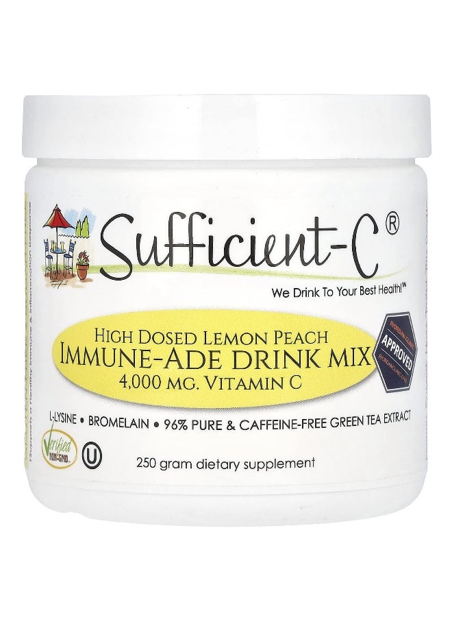 Sufficient-C Sufficient C, High Dosed Immune-Ade Drink Mix, Lemon Peach, 250 g  - Image 1