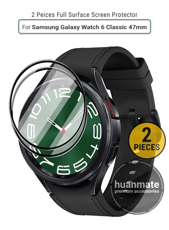 huanmate 2 Pieces Samsung Galaxy Watch 6 Classic 47mm Premium Screen Protector- Crisp Clarity, Ultimate Safety, Shield Against Smudges, Reliable Quality, Easy Installation & Removal  - Image 1