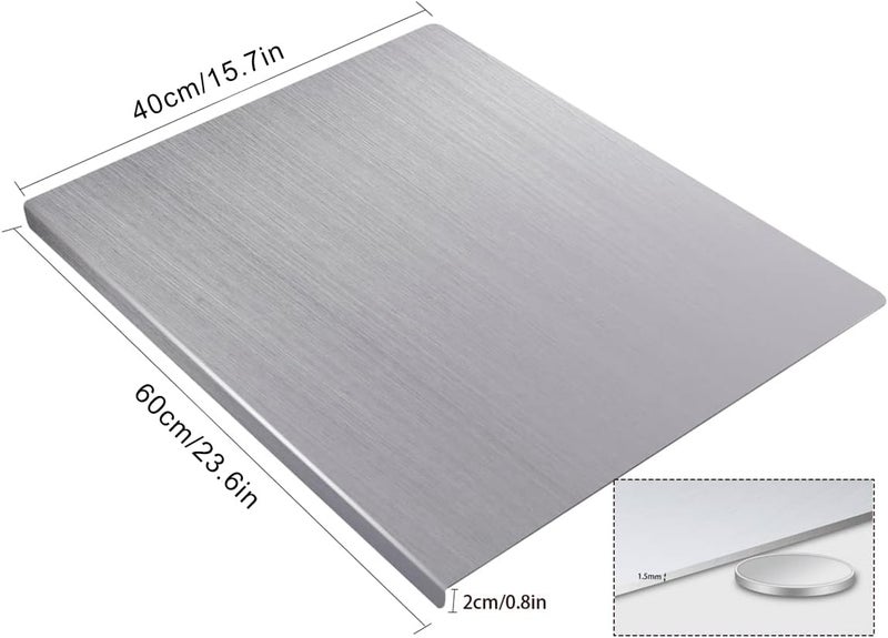 OTAVILEM Cutting Board for Kitchen, Food Grade Stainless Steel Cutting Board with Lip, Metal Chopping Board for Meat, Fruits, Vegetables, Bread, and Baking (60 x 40cm/23.6.7 x 15.7 in) - Image 2