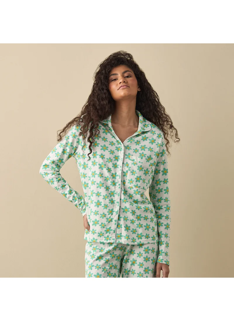 FAV Floral Print Shirt and Pyjama Set