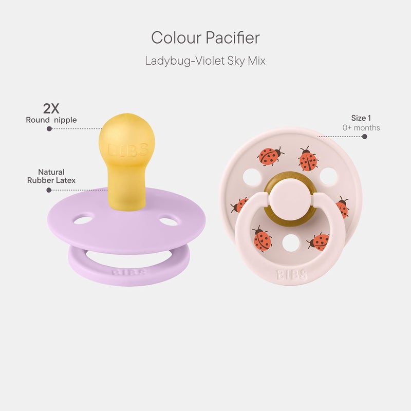 BIBS Studio Colour Pacifier 2 Pack - Ladybug Design - Image 2