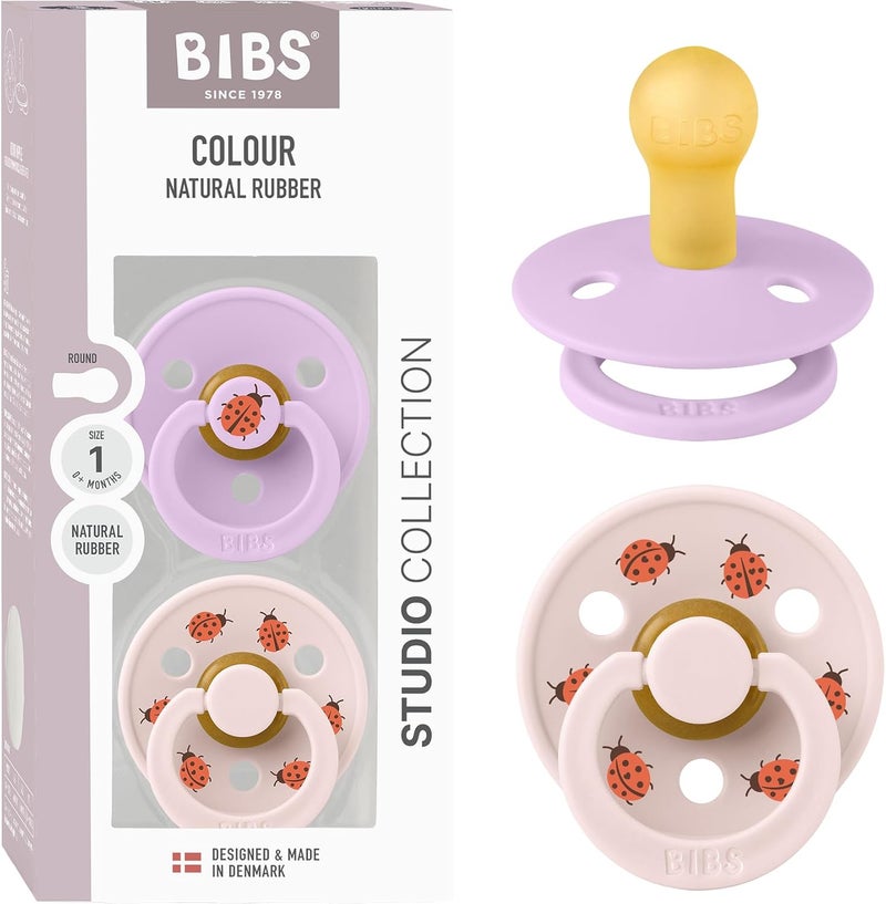 BIBS Studio Colour Pacifier 2 Pack - Ladybug Design - Image 1