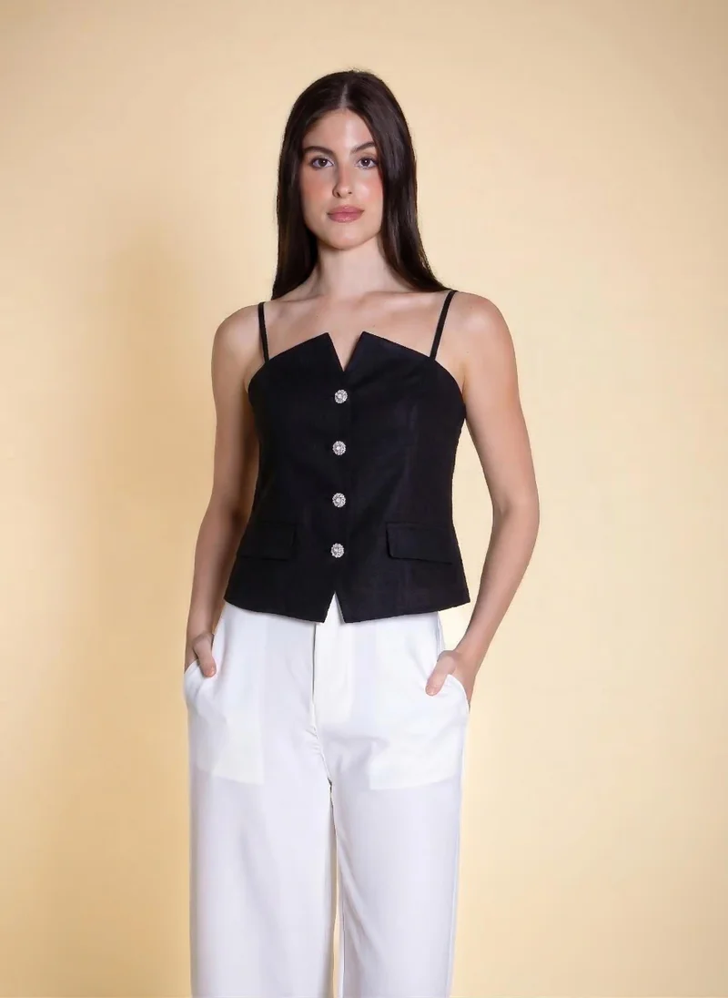 شايبس LINEN BLEND DETAILED TOP