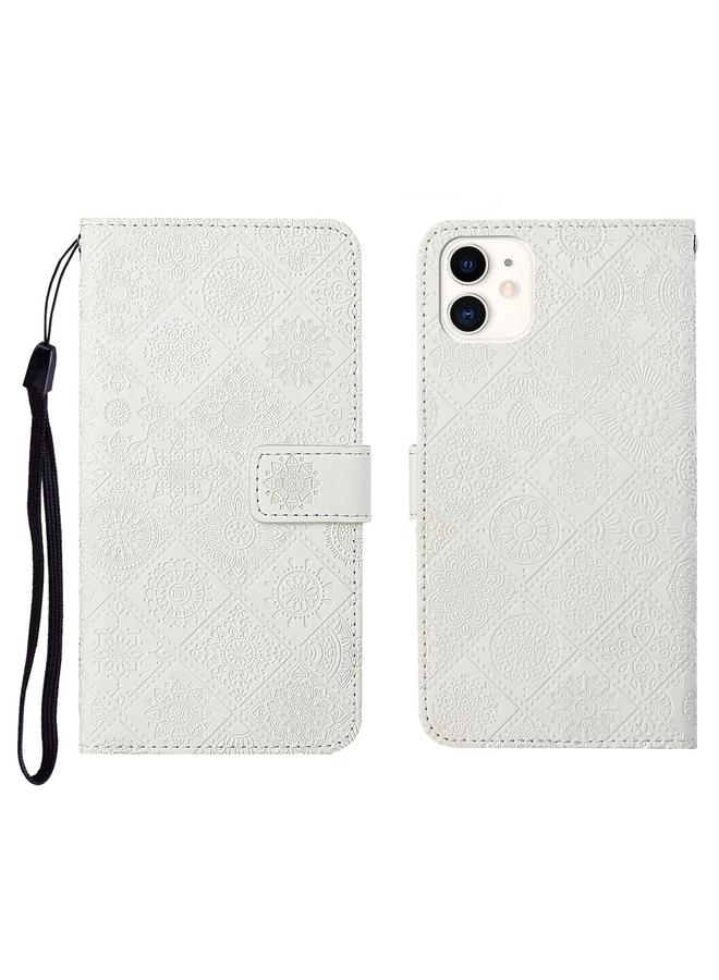 Zaboon Case For iPhone 12 Ethnic Style Embossed Pattern Horizontal Flip Leather Case with Holder & Card Slots & Wallet & Lanyard - Image 1