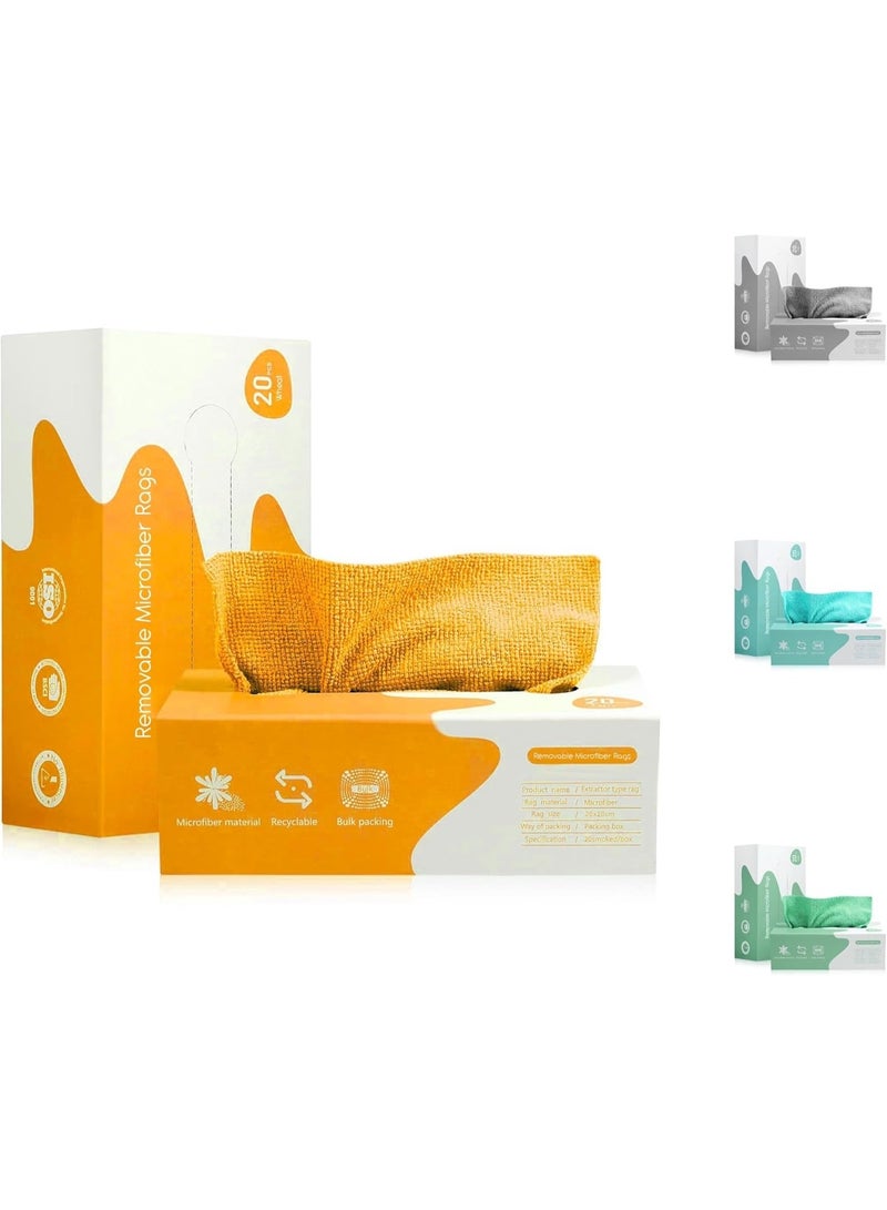20-Piece Microfiber Cleaning Cloths with Magic Pull-Out Storage Box, Reusable Multi-Purpose Towels for Kitchen, Dishes, Home, Car, Super Absorbent Cleaning Wipes for Dust, Spills, Stains, and Deep Surface Cleaning-Yellow - Image 1