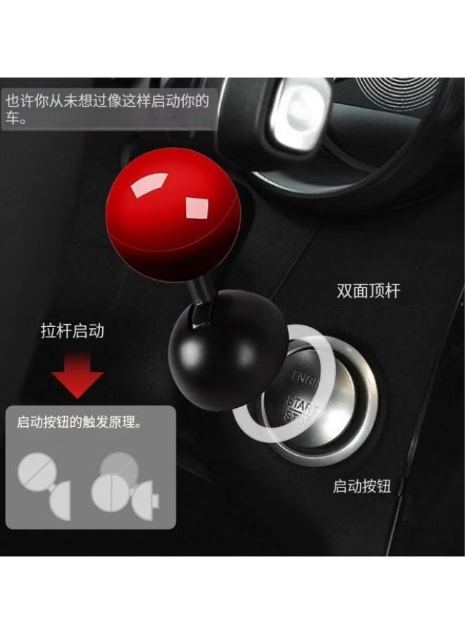 Car Push to Start on Rocker, Car One on Start Lever, Car Engine Start Stop on Joystick Starter Ball-bar Cover for Decorative Accessories Universal Size for Cars etc-Red - Image 3