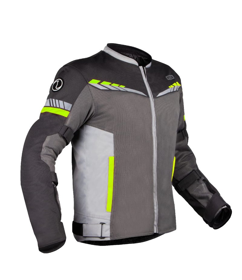 Rynox Air GT 4 Jacket - CE Certified Class A | Motorcycle Riding Jacket | Impact Protection | Abrasion Resistance - Grey Hi-Viz Green, Medium - Image 1