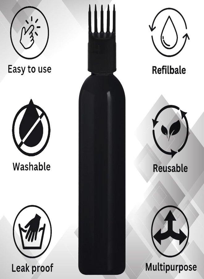 MADHYA Hair Root Comb Applicator Bottle For Applying Hair Oil Shampoo and Medicine, Oil Applicator Bottle For Scalp, 100ml Applicator Hair Root Bottle, Black Bottle Black Comb, Pack of 8 - Image 4