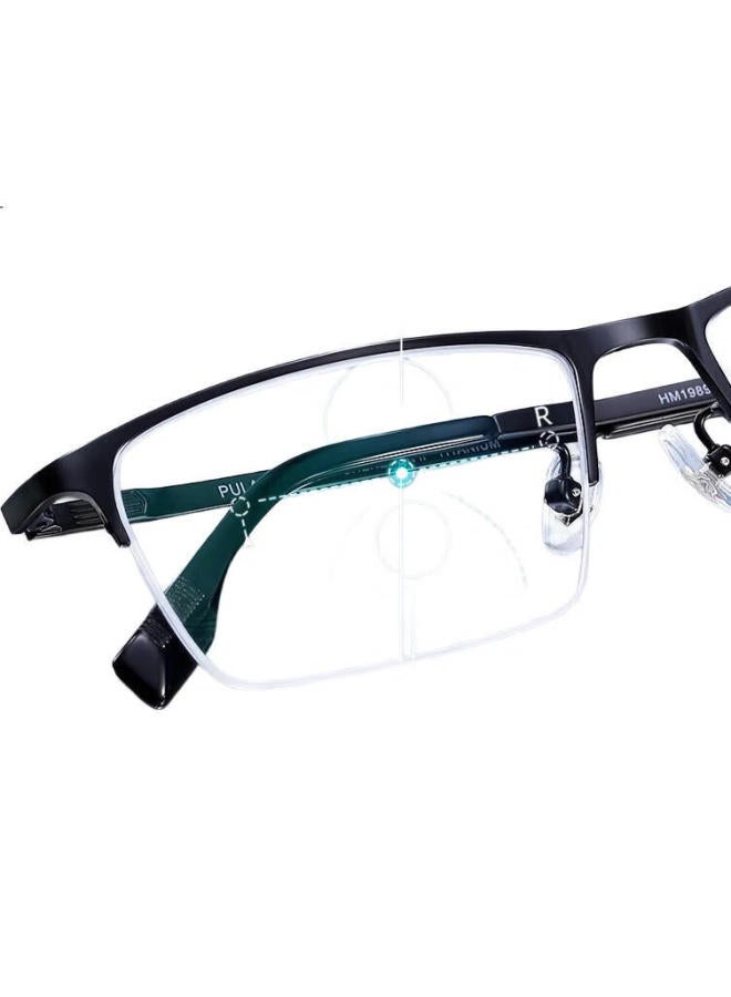 Pulais Men's Pure Titanium Imported Blue Light Blocking Progressive Reading Gl 19897a Dual-use For Distance And Reading +200 Degrees - Image 2