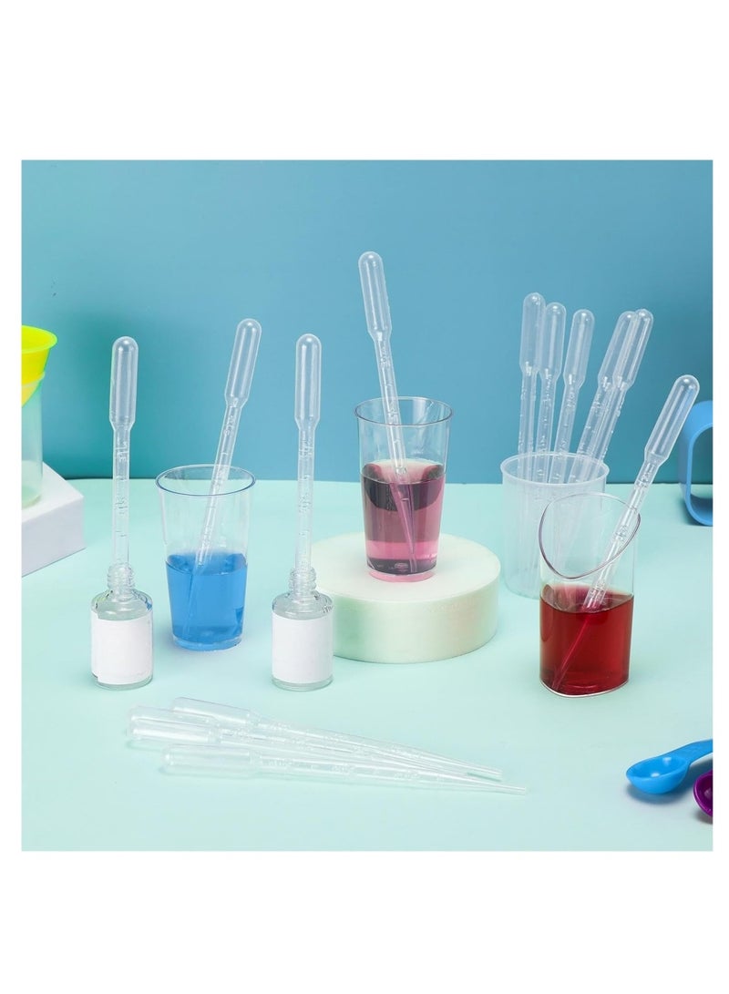 DAILYCHIC 100pcs Plastic Disposable Transfer Pipettes - 3ml Plastic Calibrated Graduated Eye Dropper Suitable for Lip Gloss Transfer Essential Oils Science Laboratory Experiment - Image 3