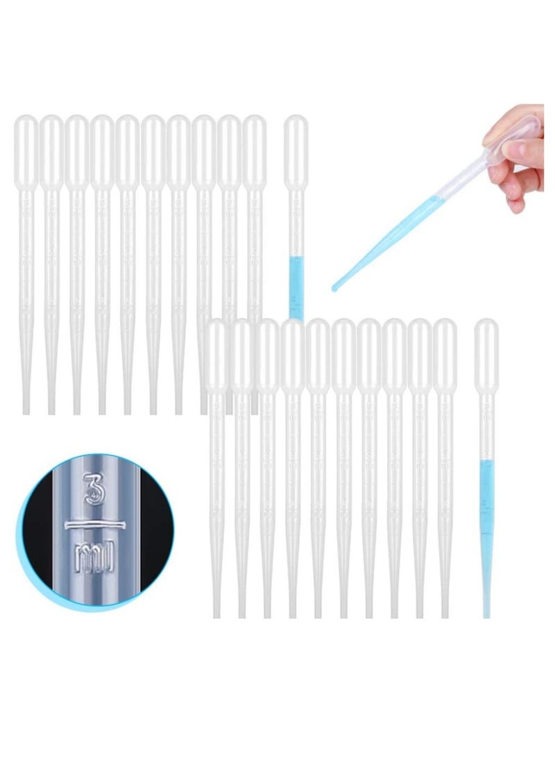 DAILYCHIC 100pcs Plastic Disposable Transfer Pipettes - 3ml Plastic Calibrated Graduated Eye Dropper Suitable for Lip Gloss Transfer Essential Oils Science Laboratory Experiment - Image 1