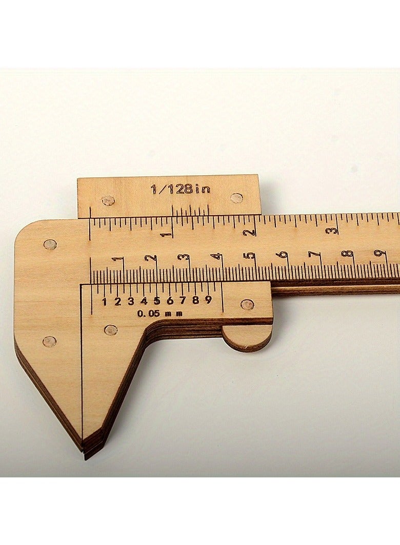 1pc Wooden Vernier Caliper, 0-150mm/0-6in Dual Scale, Inch/Metric, Precision Measuring Tool For Craftsmanship  DIY Projects - Image 3