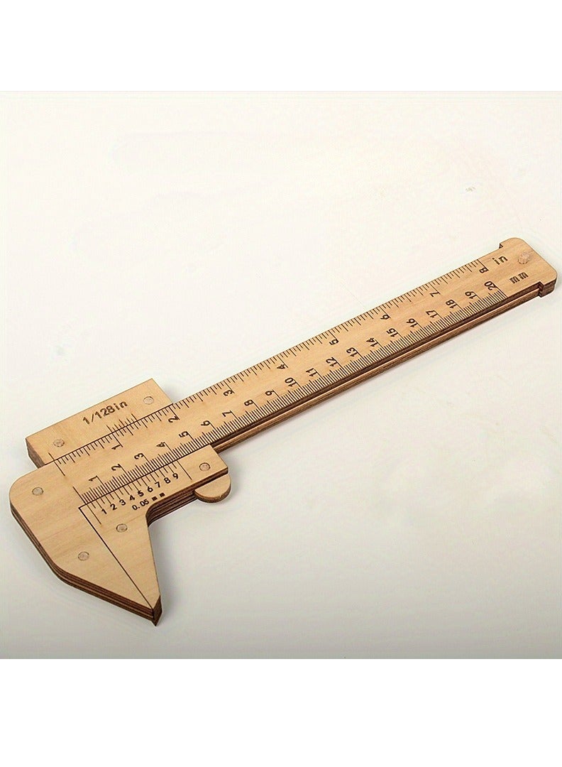 1pc Wooden Vernier Caliper, 0-150mm/0-6in Dual Scale, Inch/Metric, Precision Measuring Tool For Craftsmanship  DIY Projects - Image 1