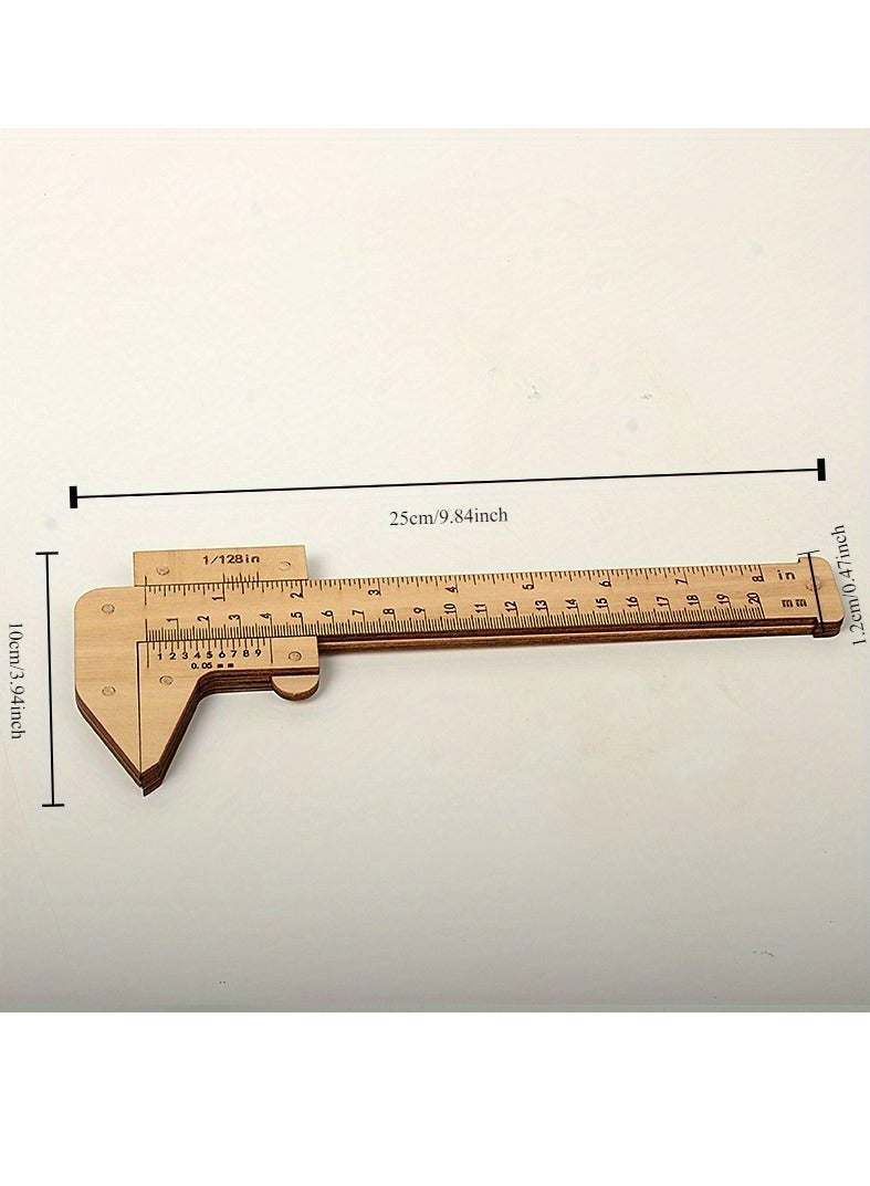 1pc Wooden Vernier Caliper, 0-150mm/0-6in Dual Scale, Inch/Metric, Precision Measuring Tool For Craftsmanship  DIY Projects - Image 2