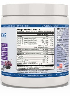 L-ARGININE PRO L-arginine Supplement Drink Mix Powder | 5,500mg of L-arginine Plus 1,100mg L-Citrulline (Grape Berry, 1 Jar)  - Image 2