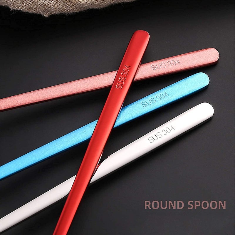 Primetan 304 Stainless Steel Golden Spoons for Soup Round Colorful Dinner Spoons Long Handle Table Spoon Coffee SpoonDessert SpoonCutlery Kitchen Tableware Set of 6 - Image 5