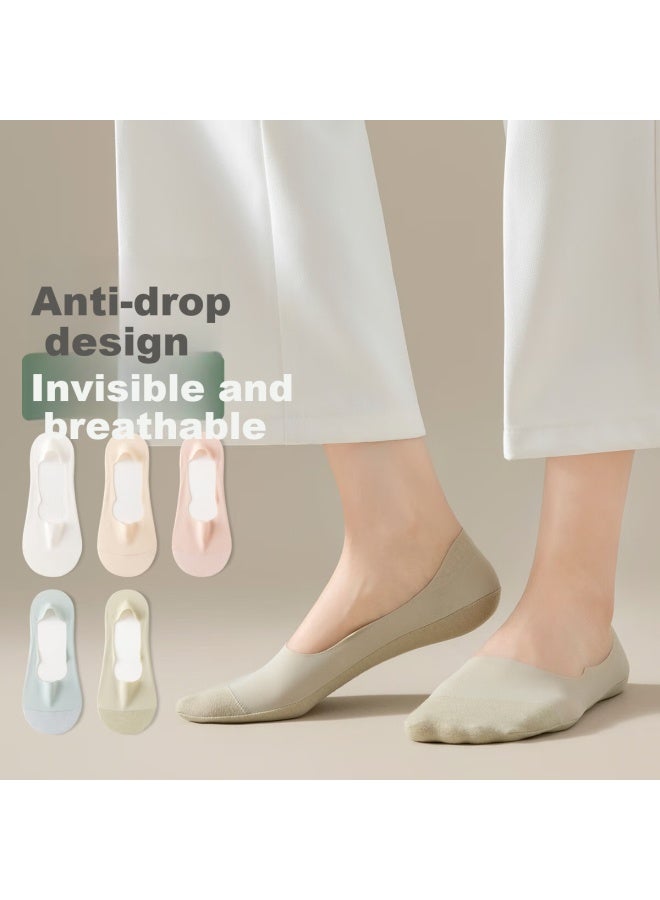 Zjzue Women's Socks For Spring And Summer, Transparent Invisible Non-slip Breathable Boat Socks, Antibacterial Deodorant Non-slip Heel Pure Color Women's Short Socks - Image 1
