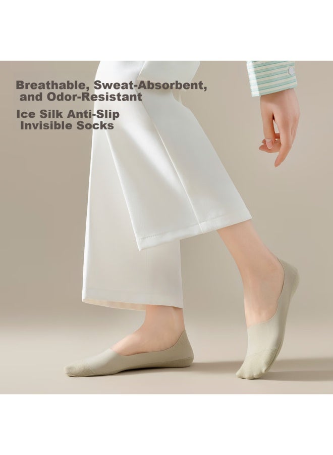 Zjzue Women's Socks For Spring And Summer, Transparent Invisible Non-slip Breathable Boat Socks, Antibacterial Deodorant Non-slip Heel Pure Color Women's Short Socks - Image 5